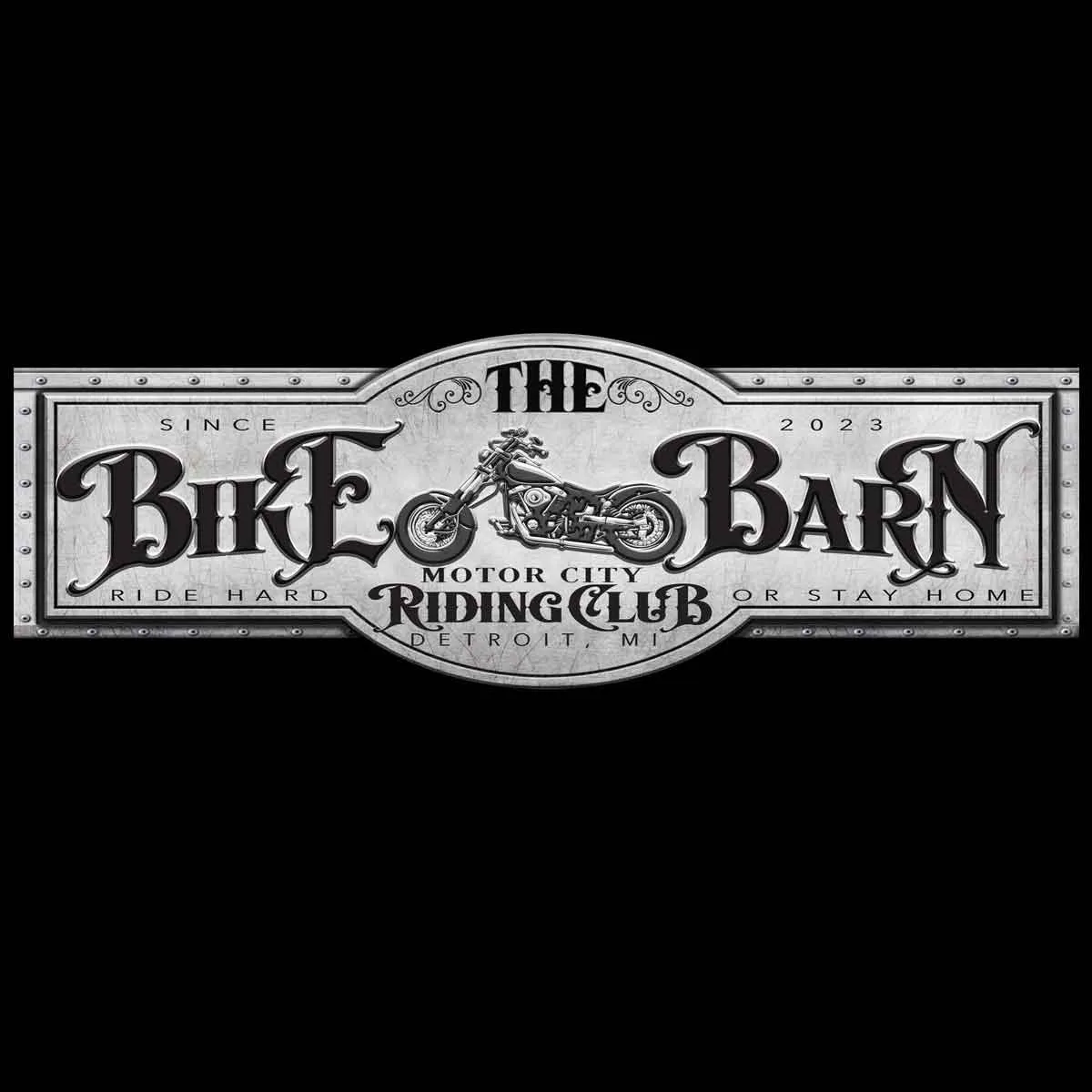 Industrial Style Large Motorcycle Decor and Metal Barn Sign