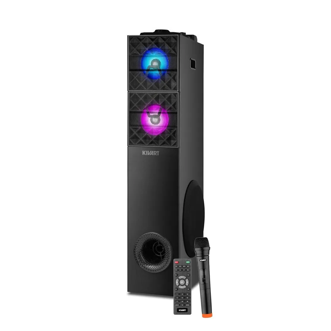 Kivart Multimedia Tower speaker | Unleash the party, own the stage  | 120 W | With Mic & Remote control |  High Bass Performance | With Bluetooth