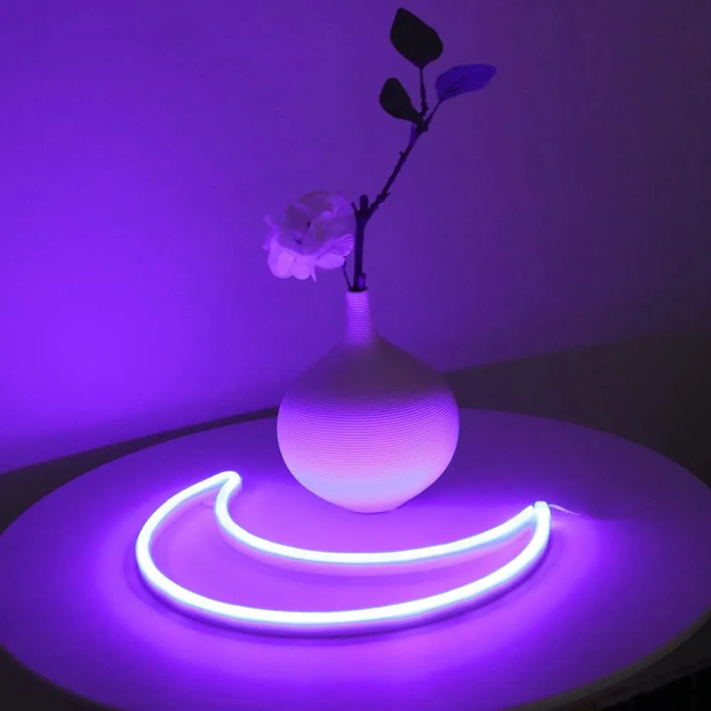 LED Pink Moon Neon Light, Cute Neon Moon Sign,Christmas Room Decor Battery or USB Powered 5V Art LED Decorative Lights Night Lights Indoor for Home, Bedroom, Office,Dorm,Party (Pink Moon)