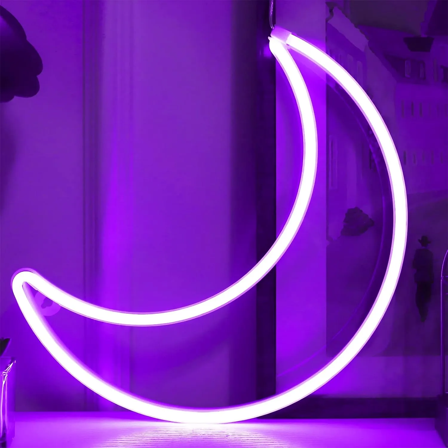 LED Pink Moon Neon Light, Cute Neon Moon Sign,Christmas Room Decor Battery or USB Powered 5V Art LED Decorative Lights Night Lights Indoor for Home, Bedroom, Office,Dorm,Party (Pink Moon)