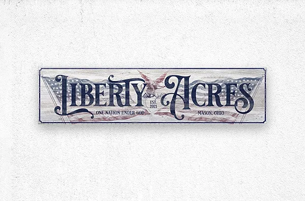 Liberty Acres Patriotic Large Barn Sign - American Flag and Eagle