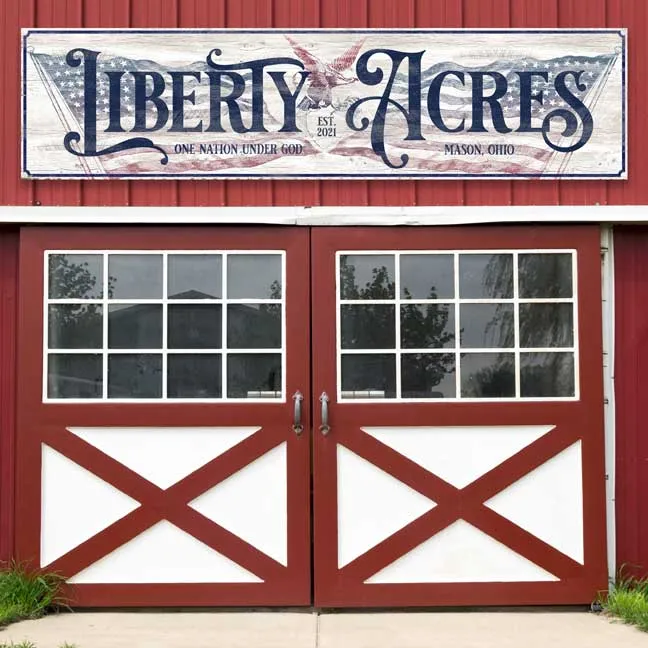 Liberty Acres Patriotic Large Barn Sign - American Flag and Eagle