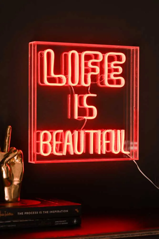 Life Is Beautiful LED Neon Acrylic Light Box