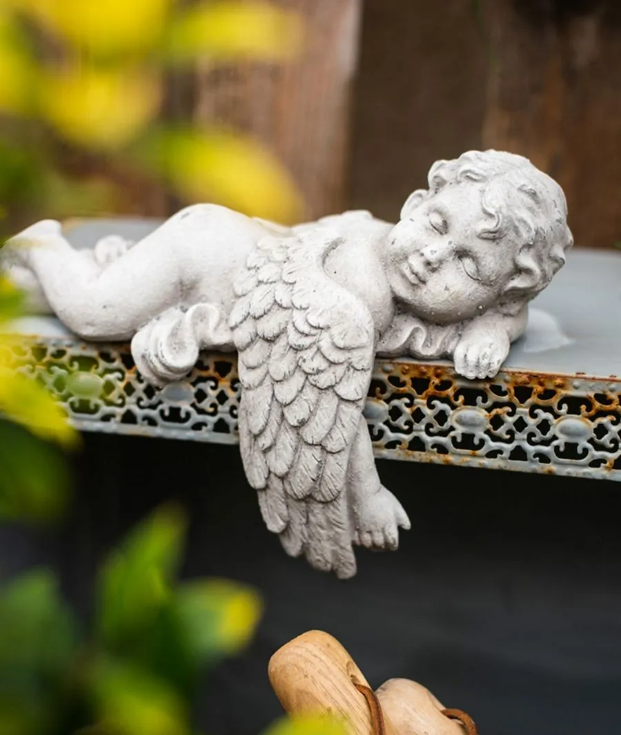 Lovely Sleeping Angel Statue for Garden, Beautiful Cute Garden Courtyard Ornaments, Unique Modern Garden Sculptures, Creative Villa Outdoor Decor Gardening Ideas