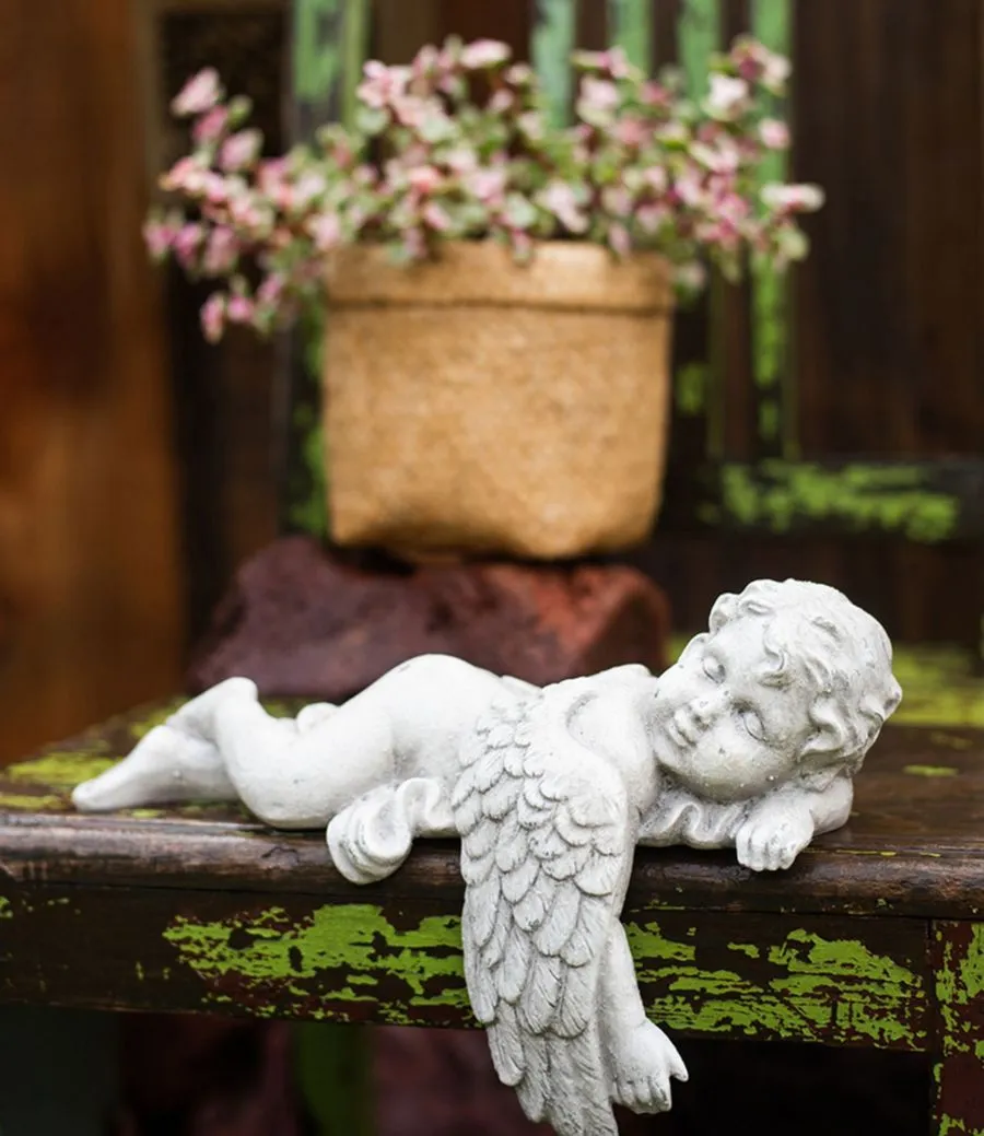 Lovely Sleeping Angel Statue for Garden, Beautiful Cute Garden Courtyard Ornaments, Unique Modern Garden Sculptures, Creative Villa Outdoor Decor Gardening Ideas