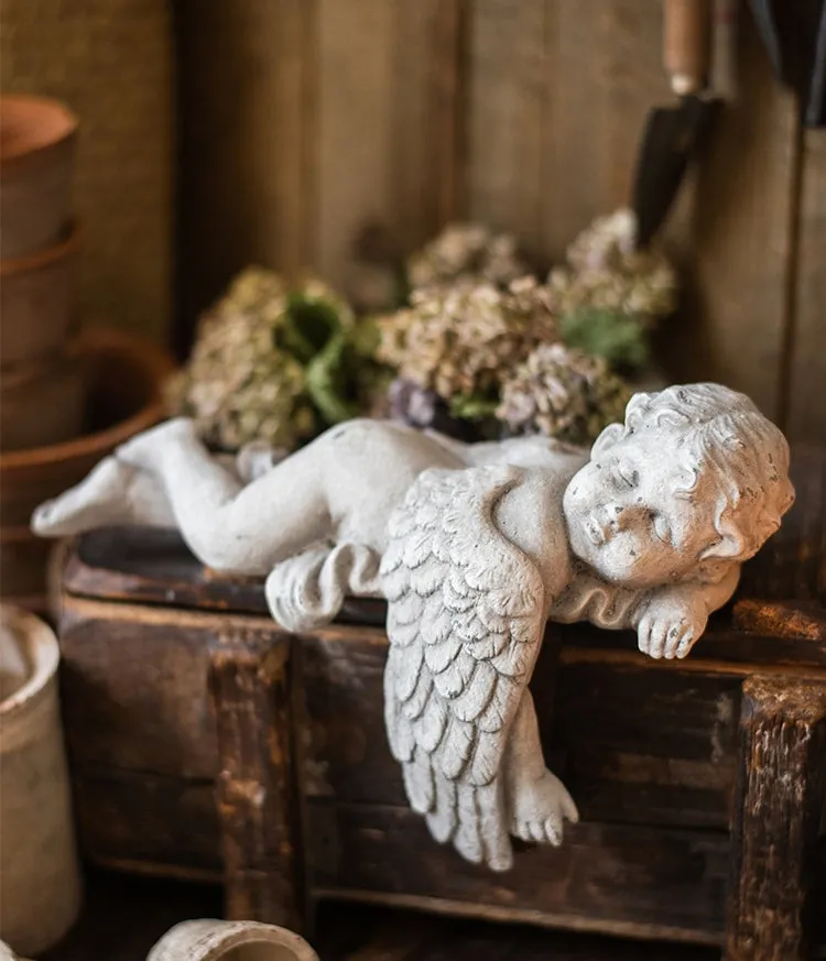 Lovely Sleeping Angel Statue for Garden, Beautiful Cute Garden Courtyard Ornaments, Unique Modern Garden Sculptures, Creative Villa Outdoor Decor Gardening Ideas