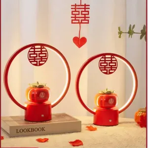 Mandarin Orange Double Happiness LED Bedside Lamp