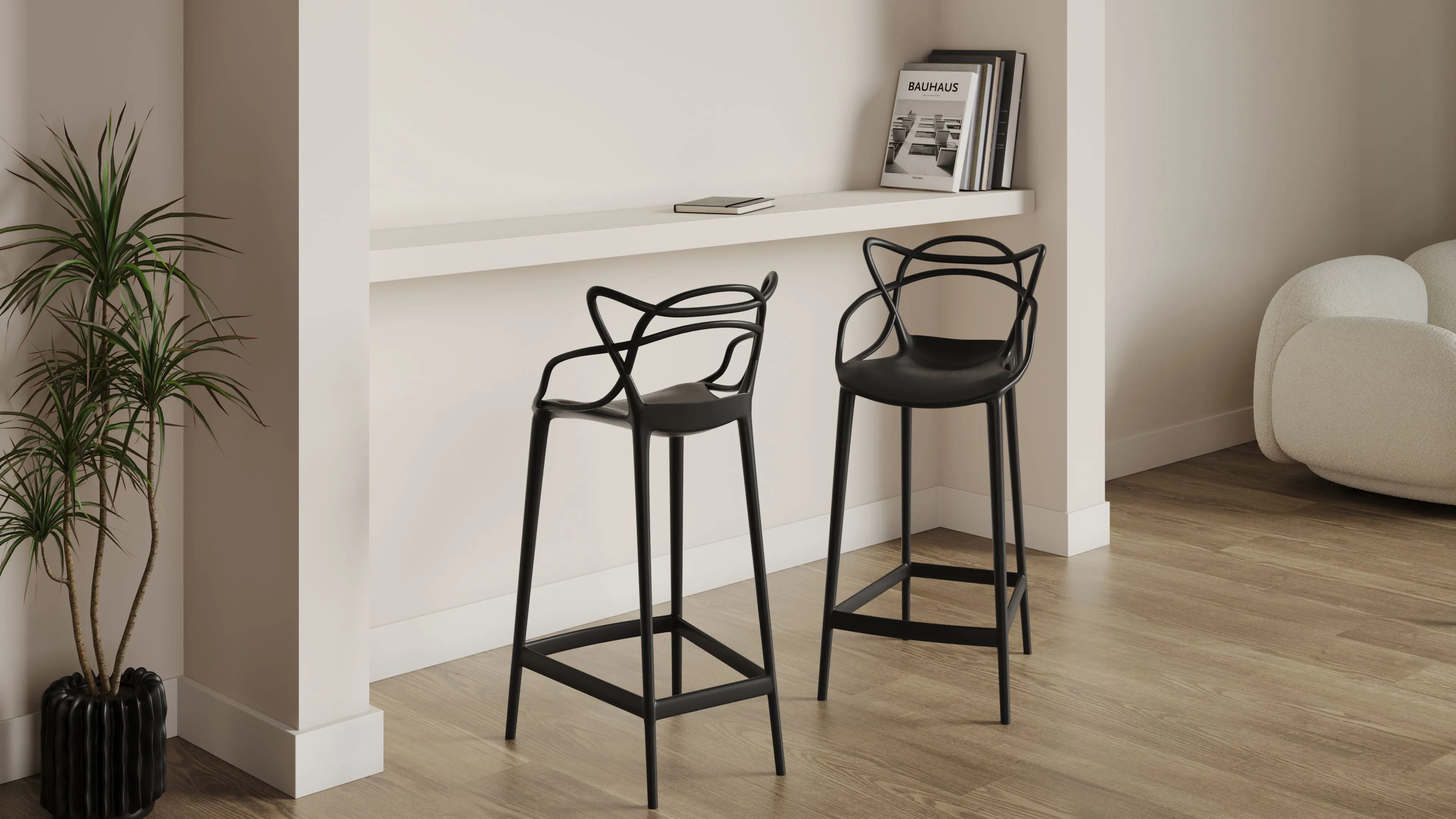 Masters - Masters Counter Stool, Black, 25.5" Seat Height