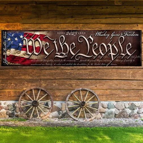 Metal Flag Art - We the People Barn Sign Personalized with American Flag