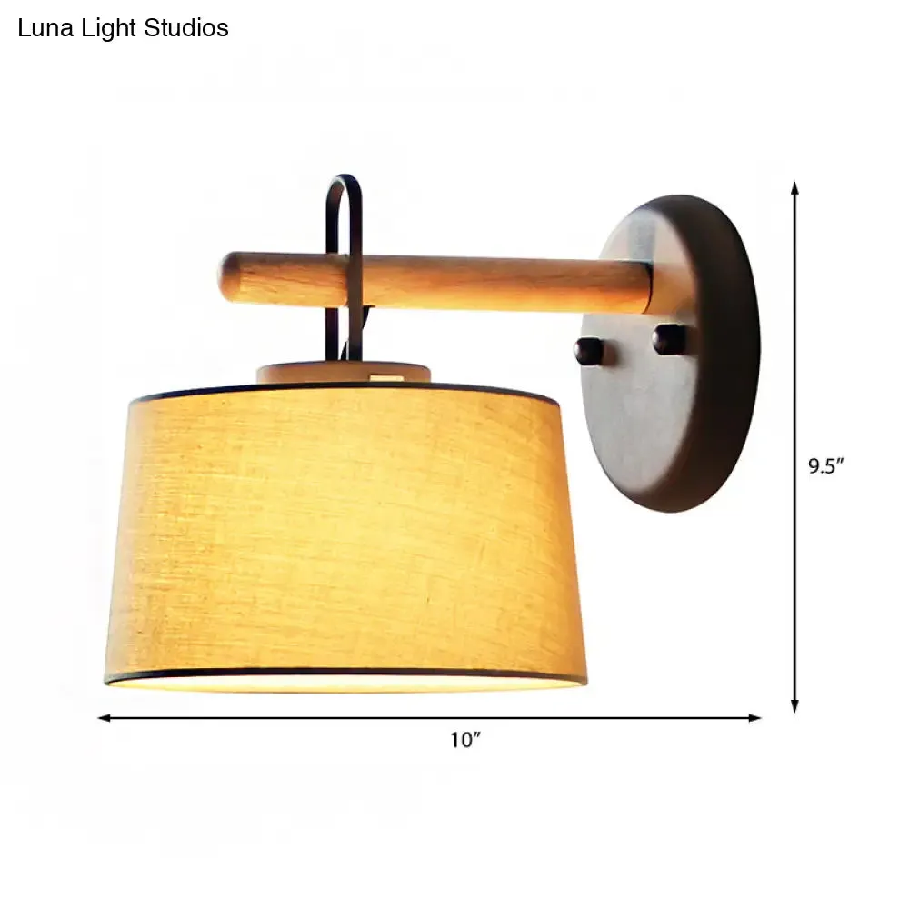 Modern Grey Drum Shade Wall Lamp with Fabric Shade - Bedroom Lighting Fixture