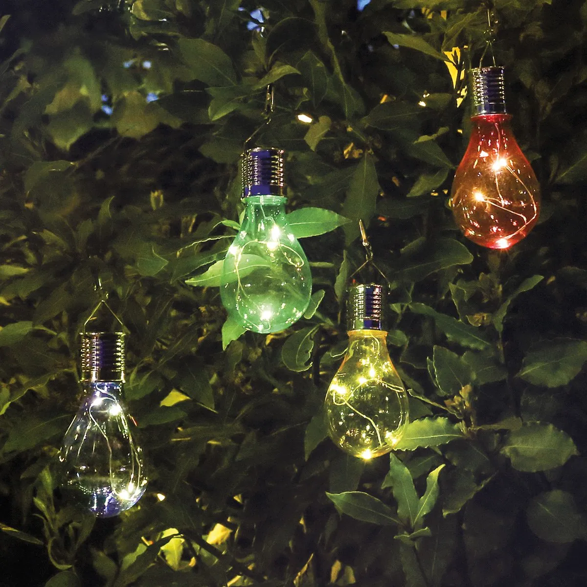 Multi-Colour Solar Bulb Lights (Set of 4)