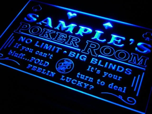 pd Name  Custom Poker Casino Room  Bar Neon Light Signs with On/Off Switch 7 Colors 4 Sizes