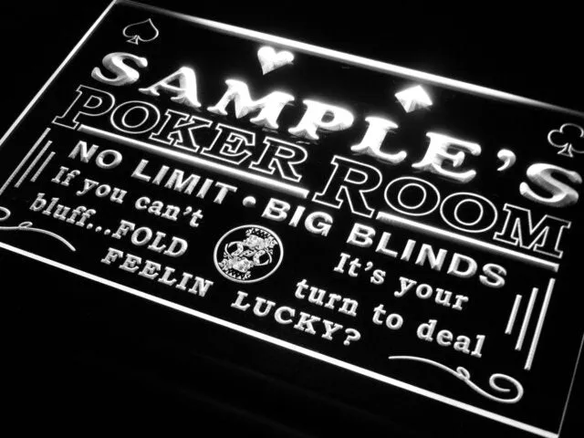 pd Name  Custom Poker Casino Room  Bar Neon Light Signs with On/Off Switch 7 Colors 4 Sizes