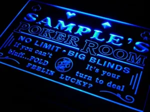 pd Name  Custom Poker Casino Room  Bar Neon Light Signs with On/Off Switch 7 Colors 4 Sizes