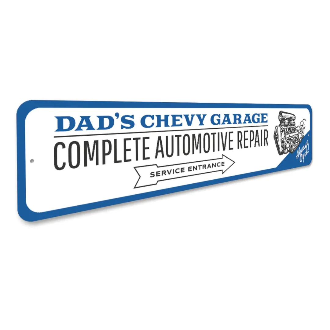 Personalized Chevy Garage Sign - Aluminum Sign