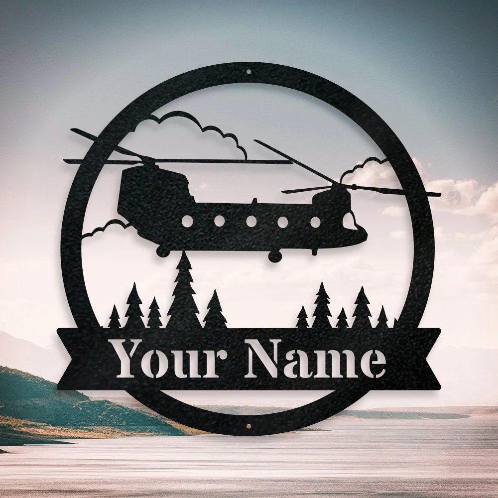 Personalized Chinook Helicopter Metal Sign - Personalized Aviation Signs - Pilot Gifts - Outdoor Decor Metal Wall Art