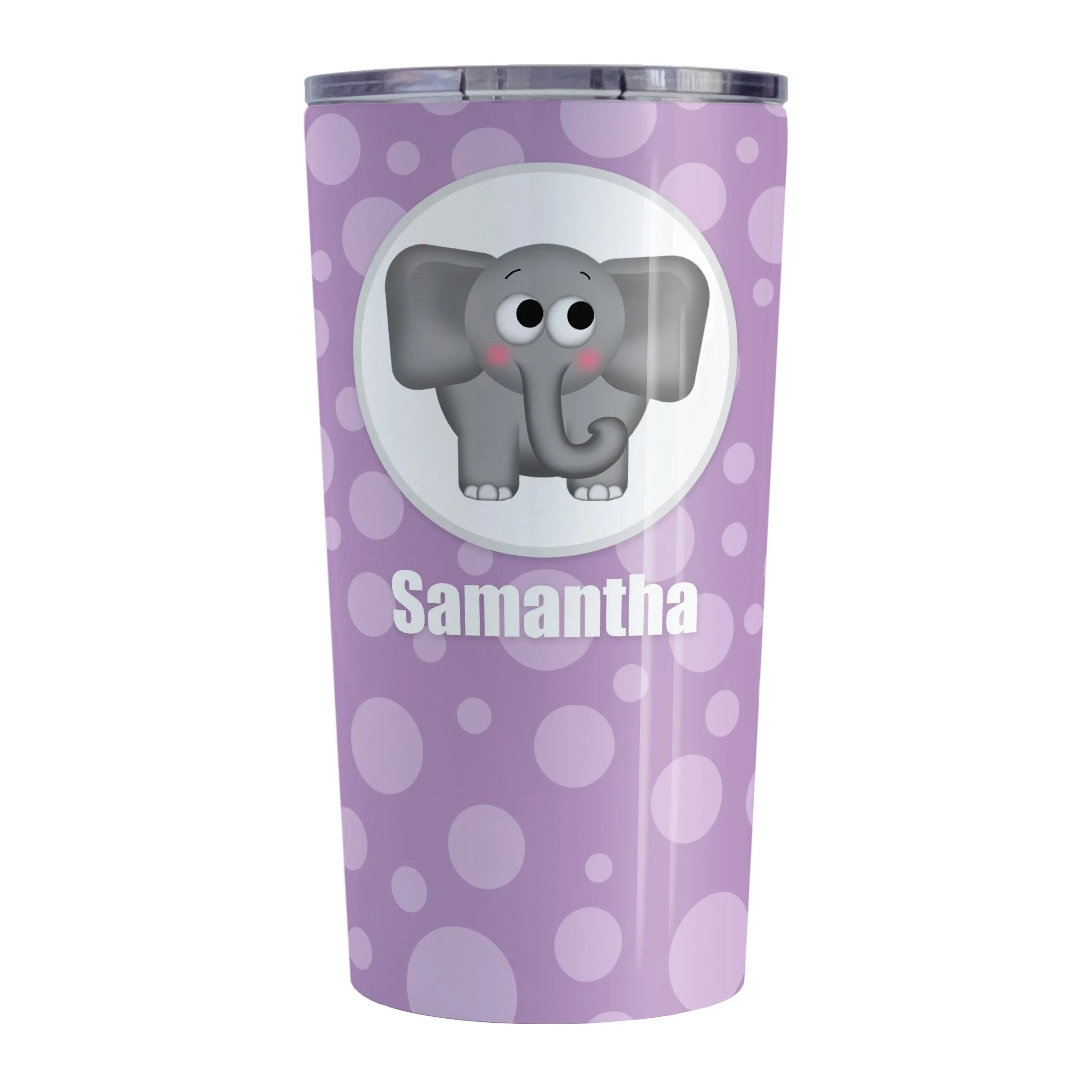 Personalized Cute Elephant Bubbly Purple Tumbler Cup