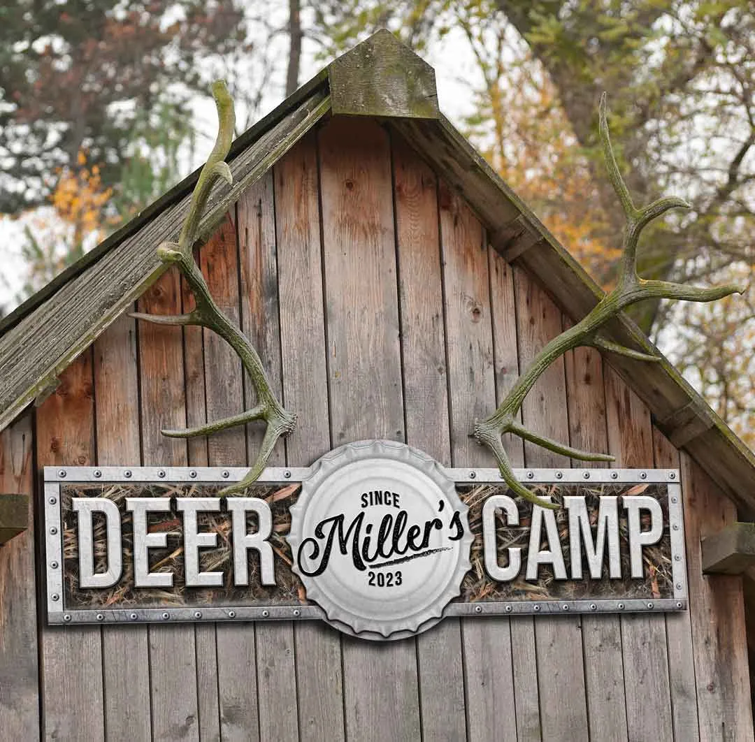 Personalized Deer Hunting Decor - Metal Deer Camp Barn Sign