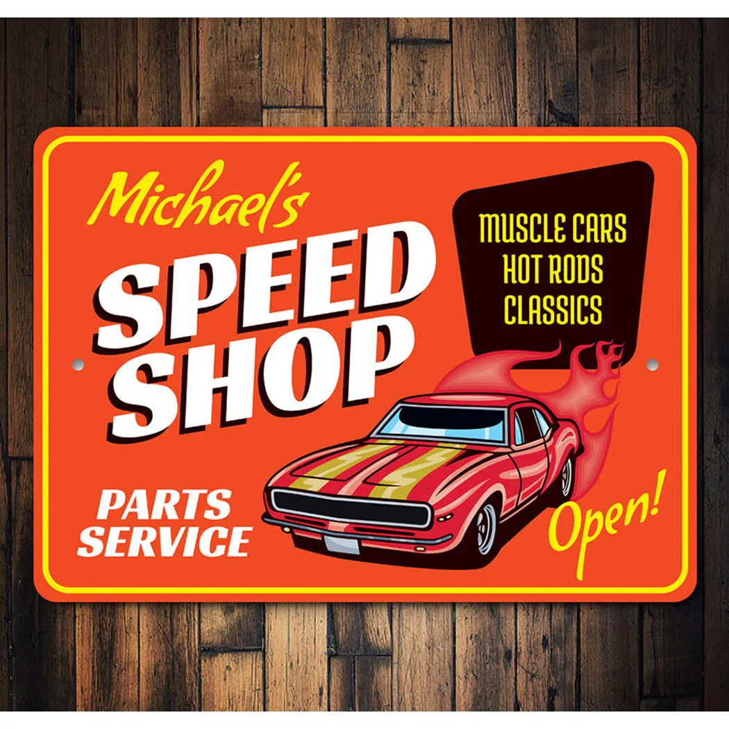 Personalized Speed Shop Parts & Service - Aluminum Sign