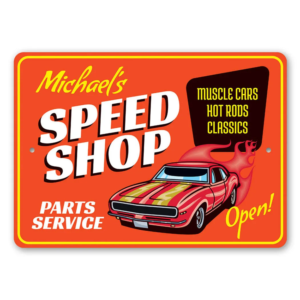 Personalized Speed Shop Parts & Service - Aluminum Sign