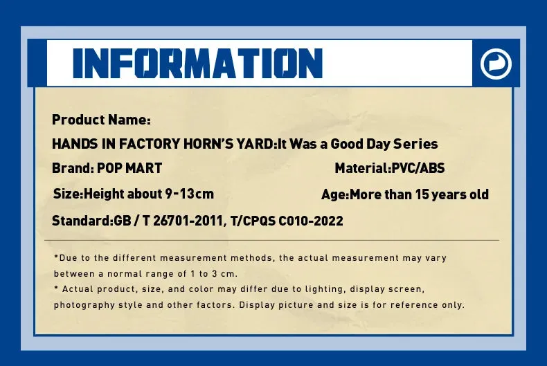 POPMART Hands in Factory Horn's Yard Mystery Box - Kawaii Surprise Blind Box Collectible Figure