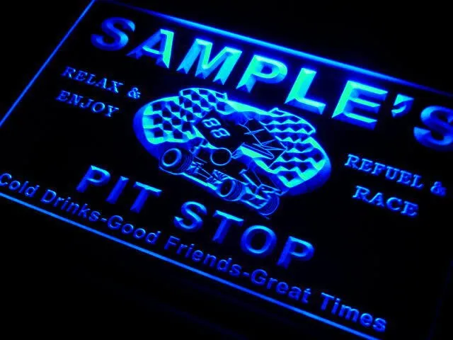 pu Name  Custom Pit Stop Man Cave Bar Neon Light  Signs