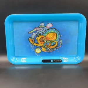 Pulsar Glow Psychedelic Octopus LED Rolling Tray | 11 x 7