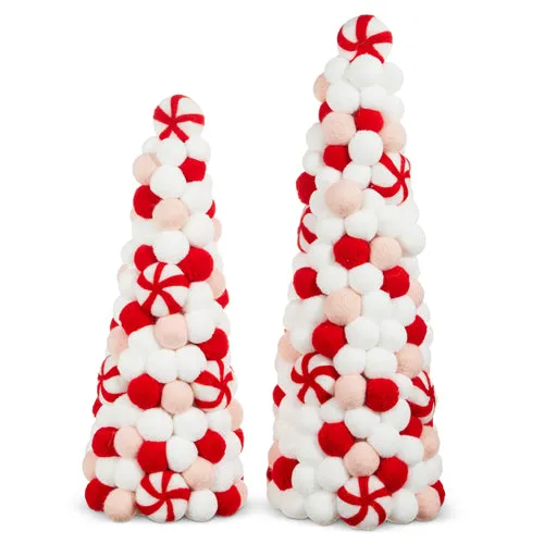 Raz Imports 2023 Jingle & Cocoa 17.75" Felt Peppermint Trees, Set of 2