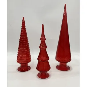 Regency International 10/12/15" Red Glass Tree Trio, Set of 3