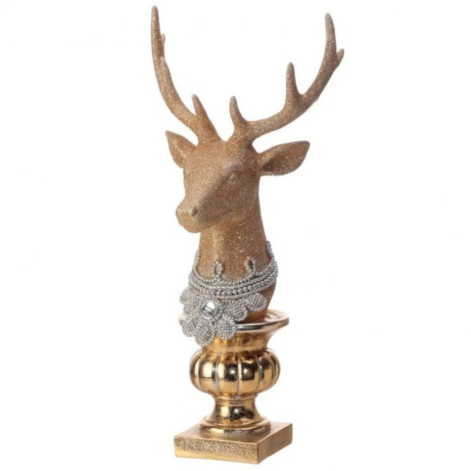 Regency International 12" Resin Jeweled Old World Deer Bust On Pedestal