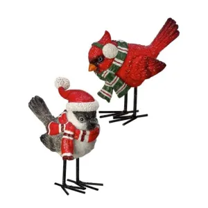 Regency International 5-6"Resin Cardinal/Bluebird with Scarf Set of 2 Assortment