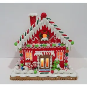 Regency International 9" LED Battery Timer Snowman Candy Lighted House