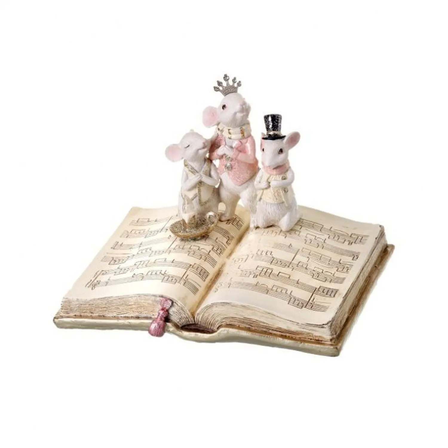 Regency International 9" Resin Singing Mice on Music Book with Candle