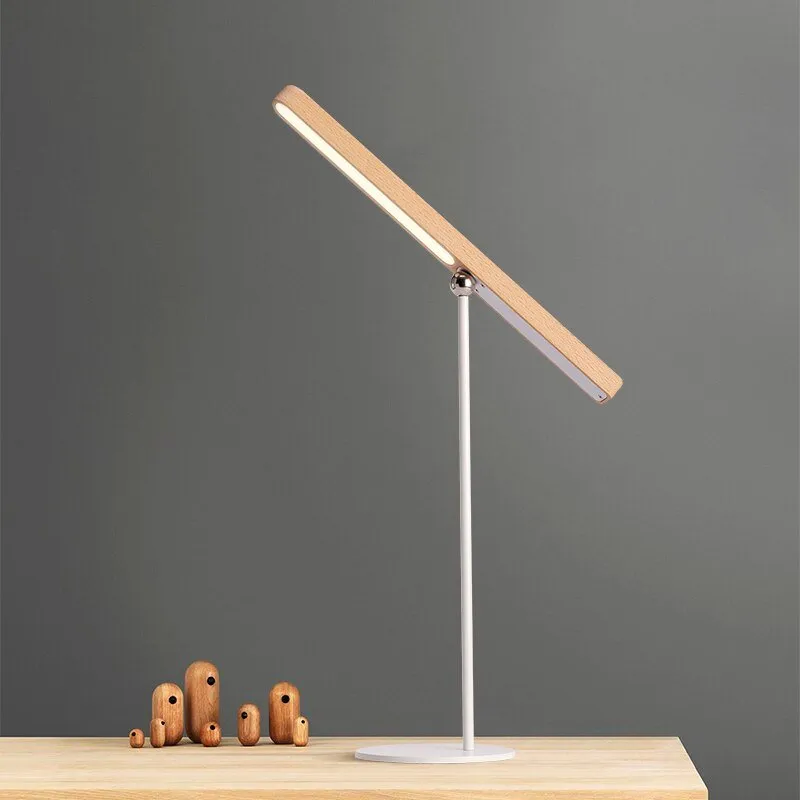 Rotatable LED Wooden Table Lamp with USB Charging