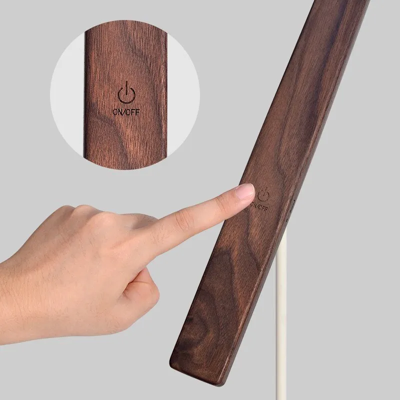 Rotatable LED Wooden Table Lamp with USB Charging