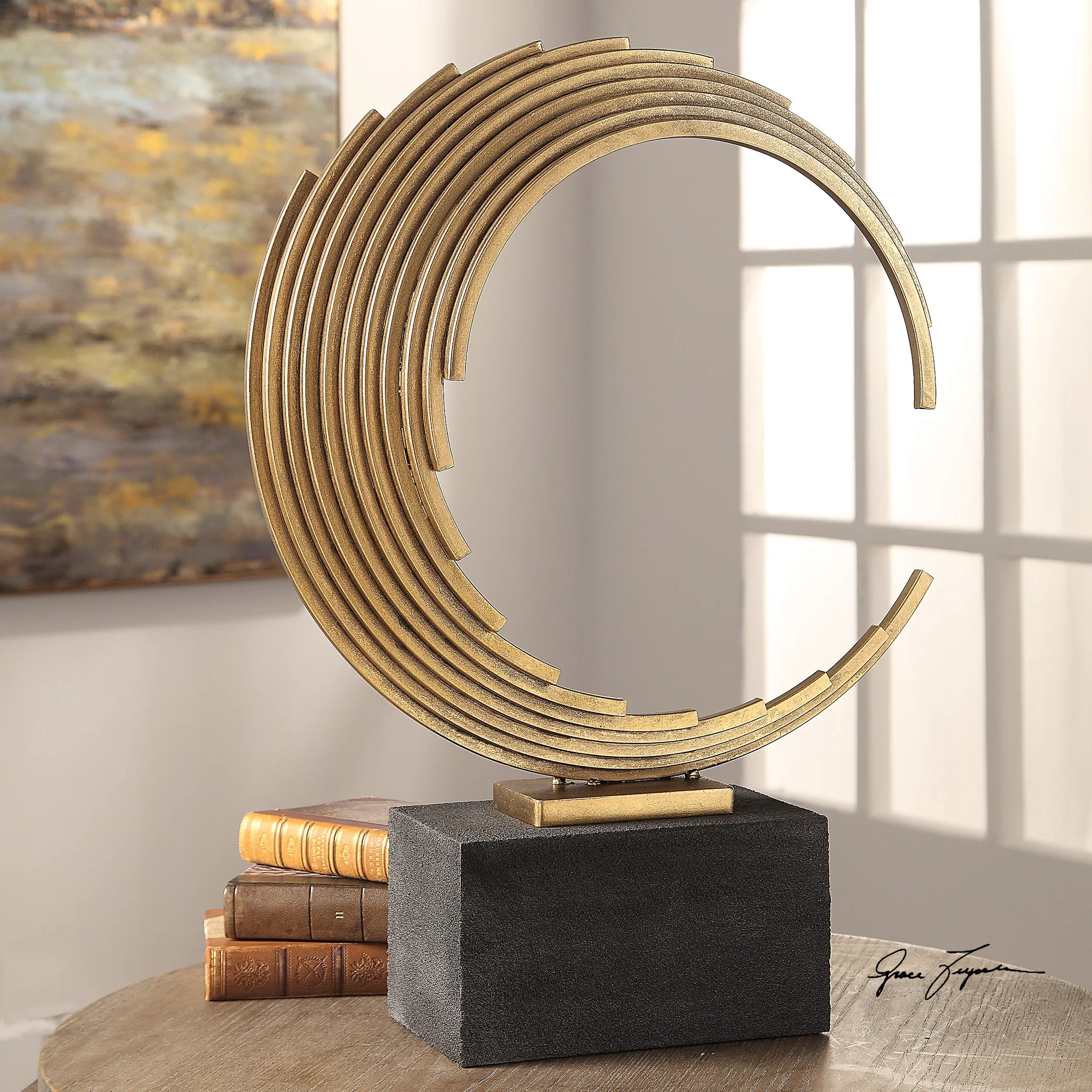 Saanvi Curved Gold Rods Sculpture