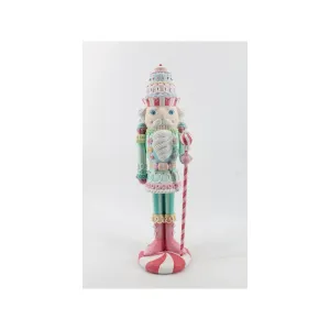 Santa's Sweet Shoppe Collection December Diamonds 22-inch Pink and Blue Nutcracker with Staff