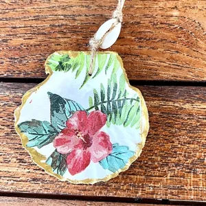 Seashell Hibiscus Tropical Christmas Ornament