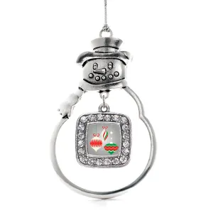 Silver Holiday Ornaments Square Charm Snowman Ornament