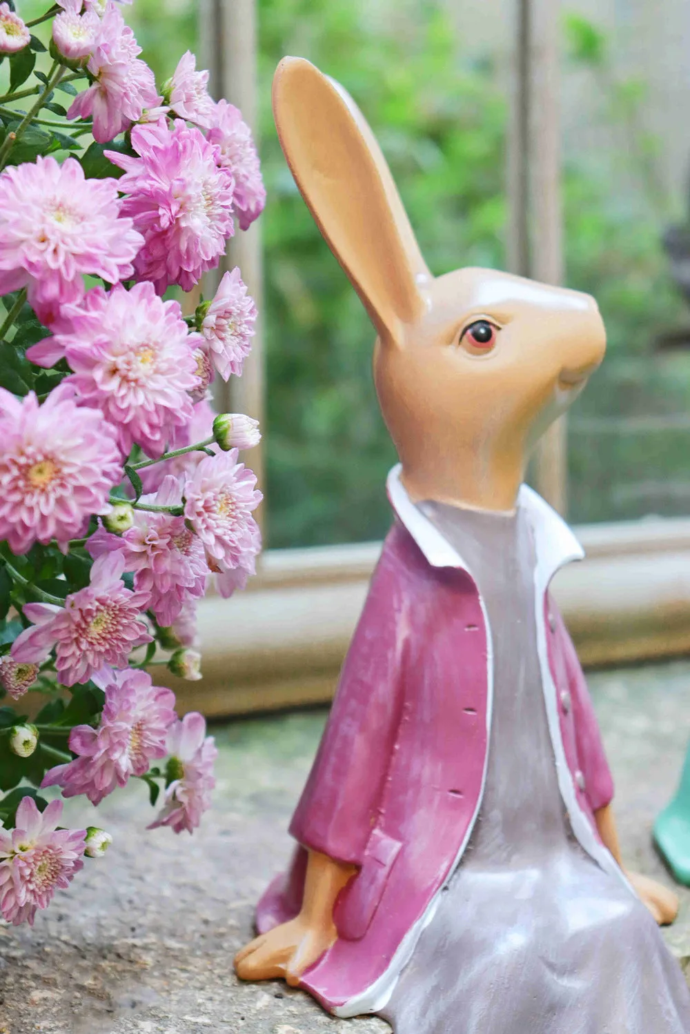 Sitting Rabbit Lovers Statue for Garden, Beautiful Garden Courtyard Ornaments, Villa Outdoor Decor Gardening Ideas, Unique Modern Garden Sculptures