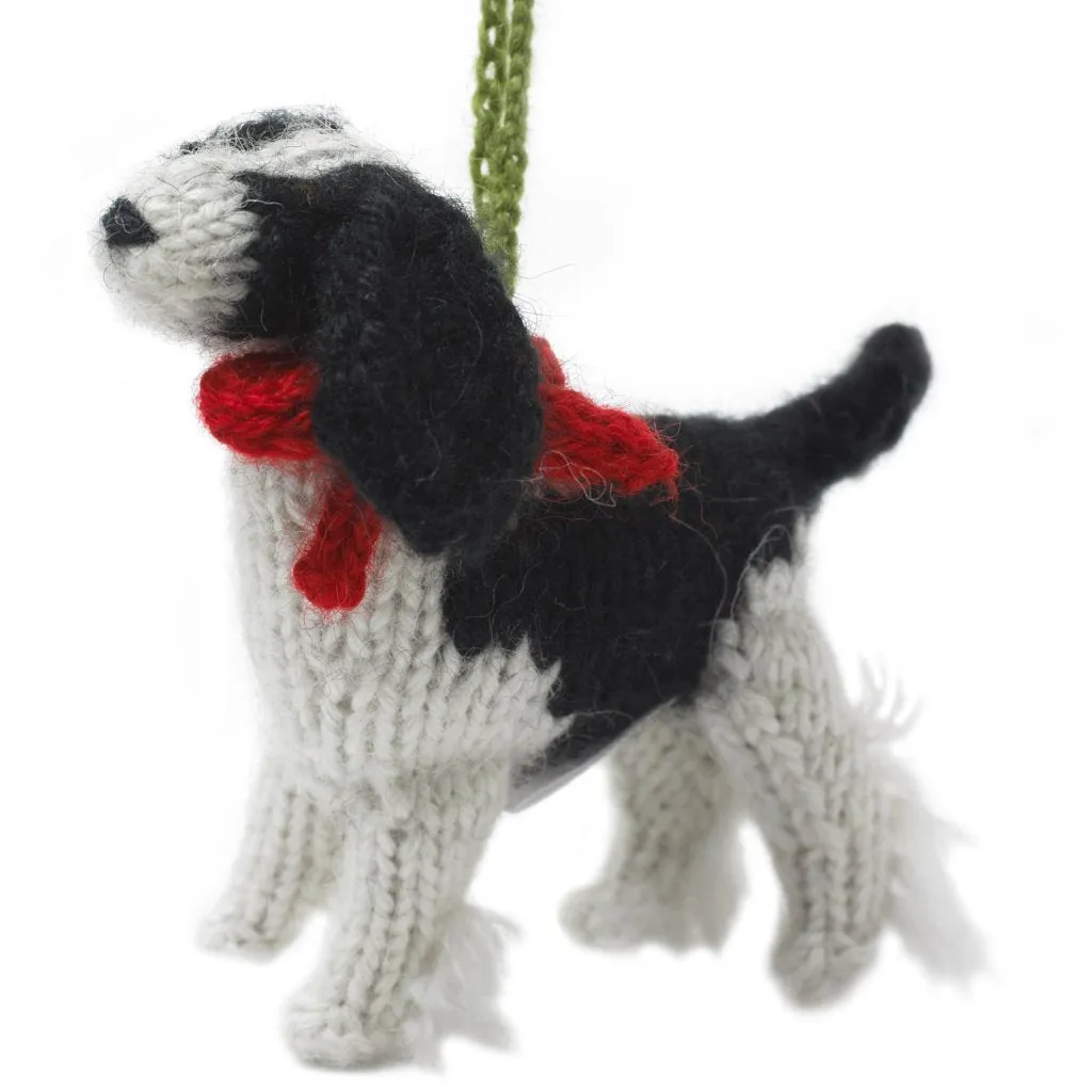 Spaniel Dog Hand Knit Christmas Ornament