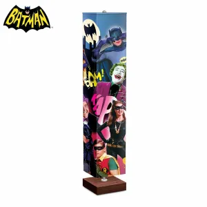 The Bradford Exchange Batman Floor Lamp Features Colorful Graphics of Robin Batgirl Catwoman Joker Penguin Riddler Mr Freeze and Egghead on 4 Sided Fabric Shade with Hands Free Floor Switch  5'-Feet