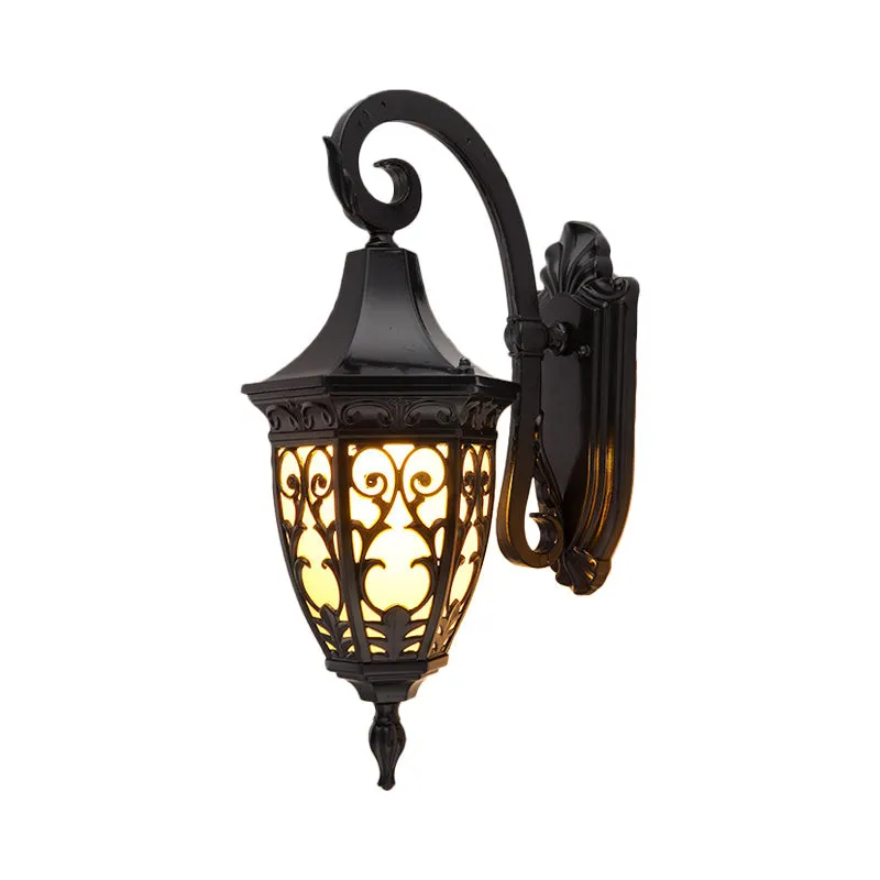 Traditional Black Wall Lamp with Frosted Glass Shade – Single Head Urn Shade Wall Lighting Fixture