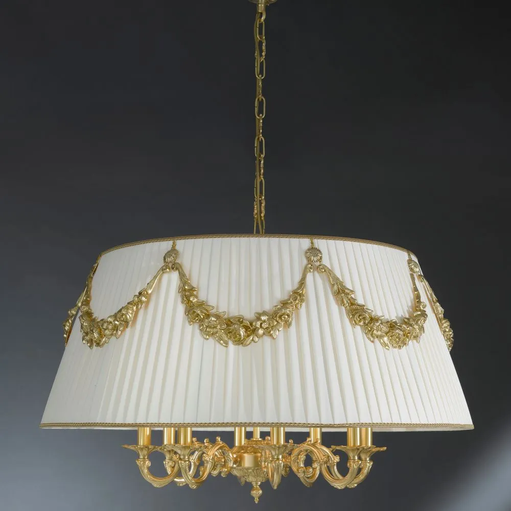 Traditional Shaded 8 Lamp Ceiling Pendant