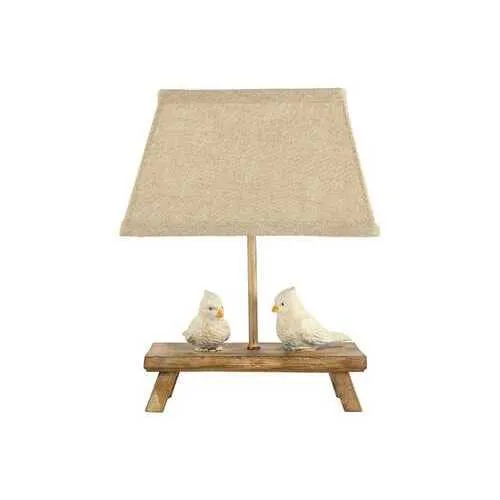 Two Birds Patiently Waiting on the Bench Accent Lamp