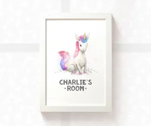 Unicorn Bedroom Sign Name Print