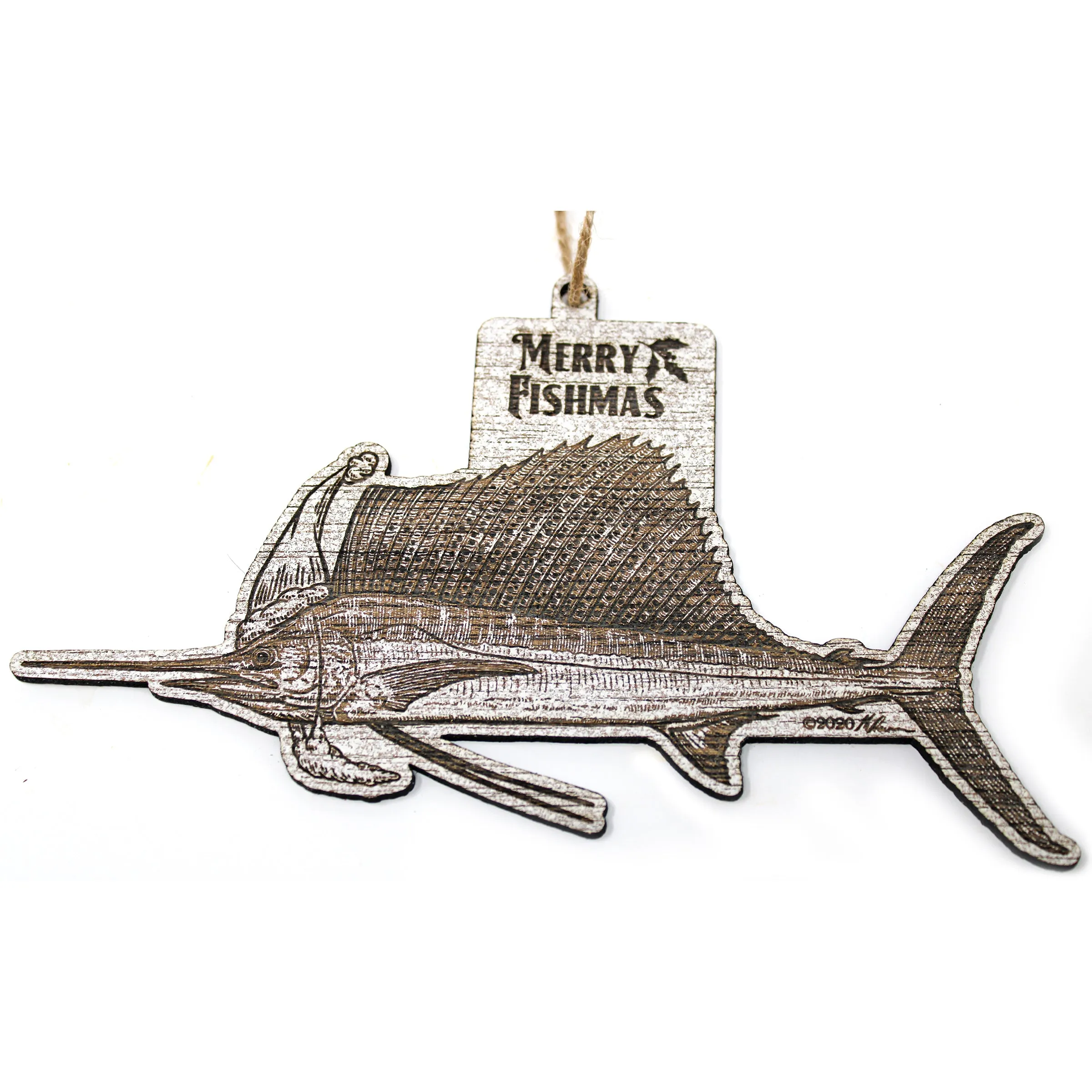 Wood Christmas Ornaments - Sailfish Fishmas Ornaments